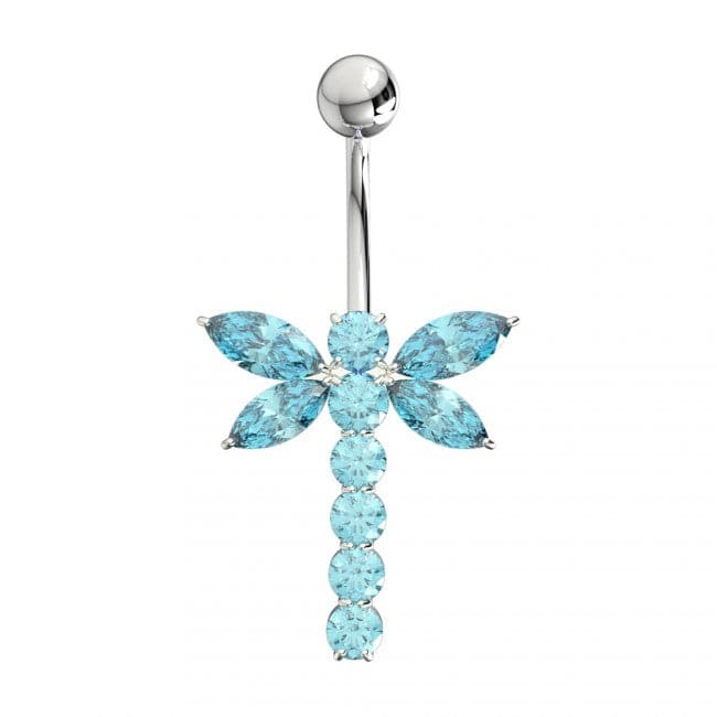925 Sterling Silver Jewelled Firefly Silver Belly Ring - Monster Piercing