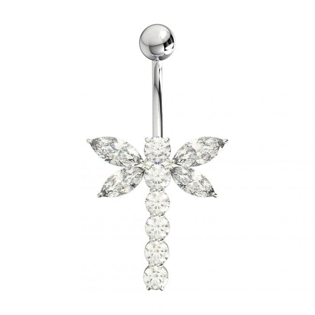 925 Sterling Silver Jewelled Firefly Silver Belly Ring - Monster Piercing