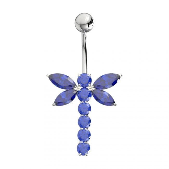 925 Sterling Silver Jewelled Firefly Silver Belly Ring - Monster Piercing
