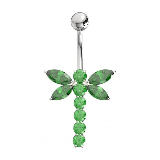 925 Sterling Silver Jewelled Firefly Silver Belly Ring - Monster Piercing