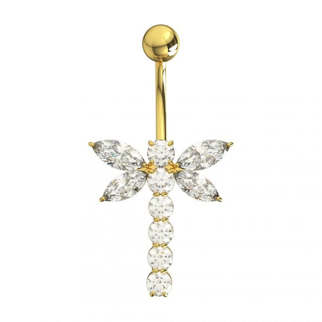 925 Sterling Silver Jewelled Firefly Silver Belly Ring - Monster Piercing