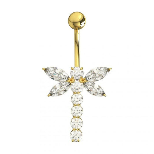 925 Sterling Silver Jewelled Firefly Silver Belly Ring - Monster Piercing