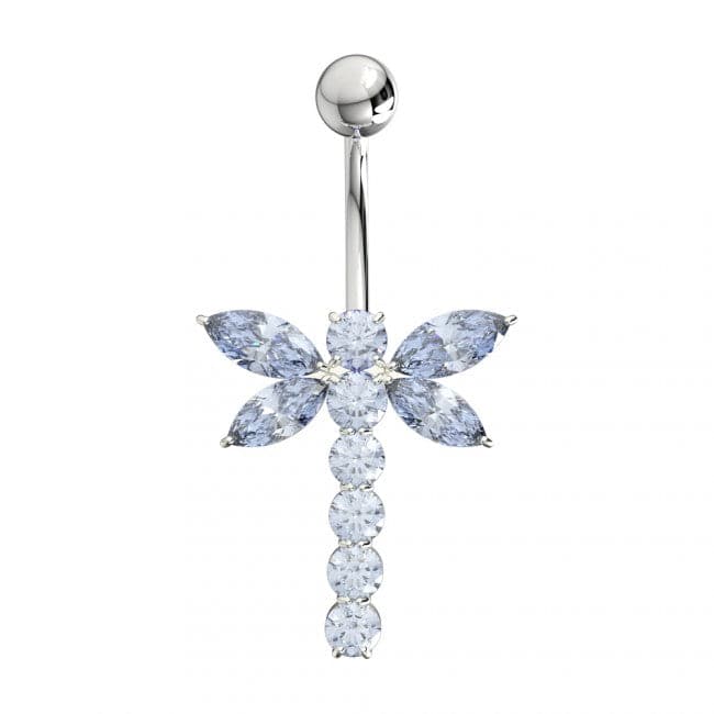 925 Sterling Silver Jewelled Firefly Silver Belly Ring - Monster Piercing