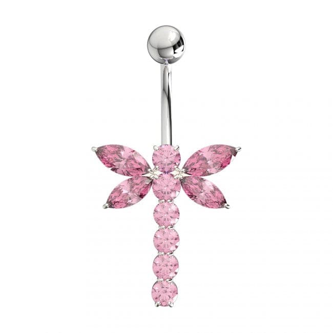 925 Sterling Silver Jewelled Firefly Silver Belly Ring - Monster Piercing