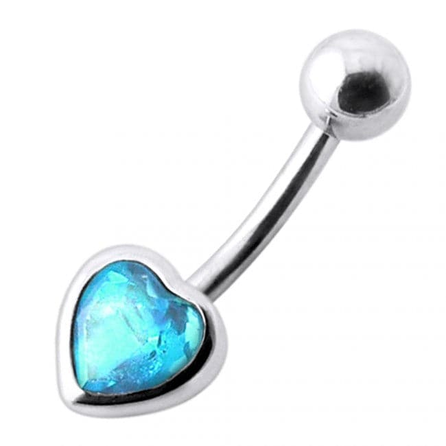 925 Sterling Silver Jewelled Big Heart Silver Belly Ring - Monster Piercing