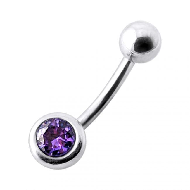 925 Sterling Silver Jewelled Ball Silver Belly Ring - Monster Piercing