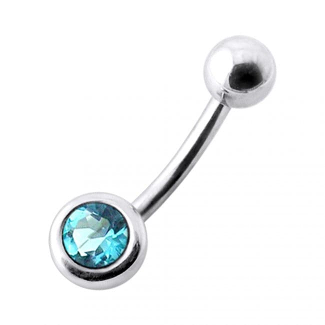 925 Sterling Silver Jewelled Ball Silver Belly Ring - Monster Piercing