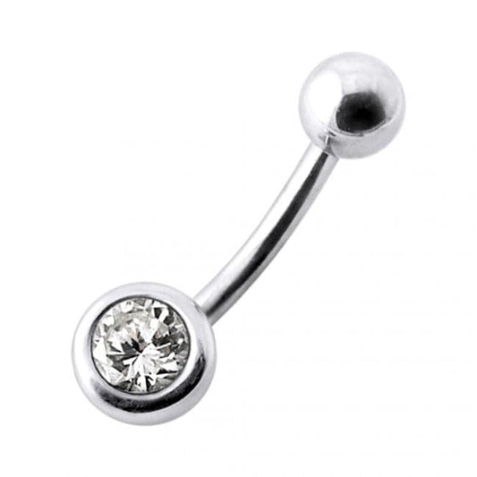 925 Sterling Silver Jewelled Ball Silver Belly Ring - Monster Piercing