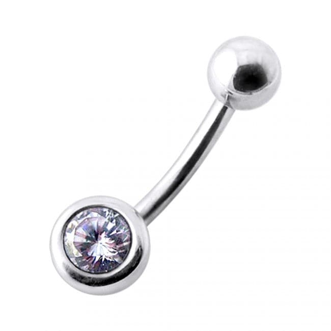 925 Sterling Silver Jewelled Ball Silver Belly Ring - Monster Piercing