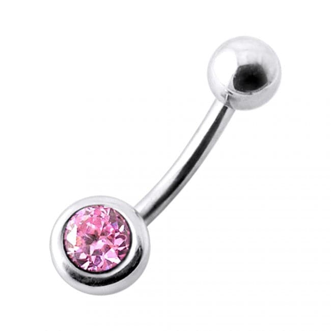925 Sterling Silver Jewelled Ball Silver Belly Ring - Monster Piercing