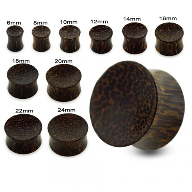 Organic Dark Palm Wood Double Flared Concave Saddle Ear Plug - Monster Piercing