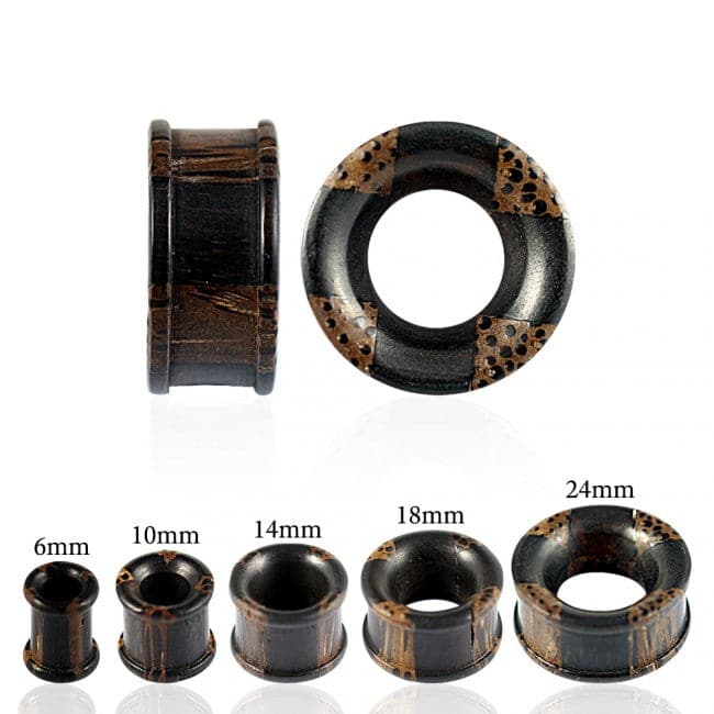 Organic Palm and Iron Wood Ribbed Edge Ear Tunnel - Monster Piercing