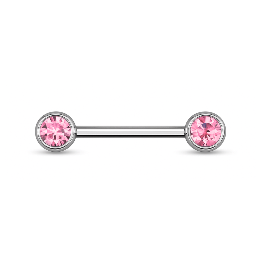 316L Surgical Steel Nipple Bar with Cubic Zirconia Jewelled Ball