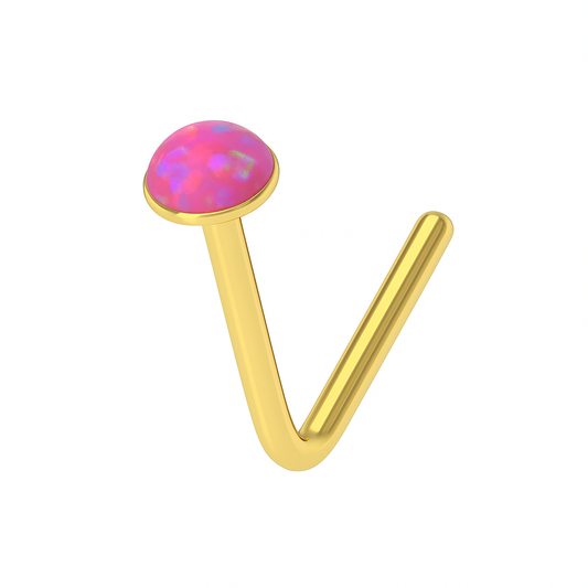 9K Gold L-Shaped Crystal Nose Stud - Monster Piercing