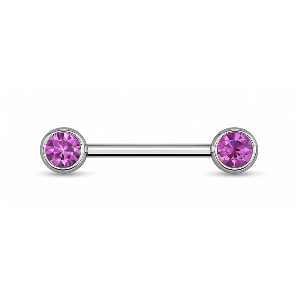316L Surgical Steel Nipple Bar with Cubic Zirconia Jewelled Ball