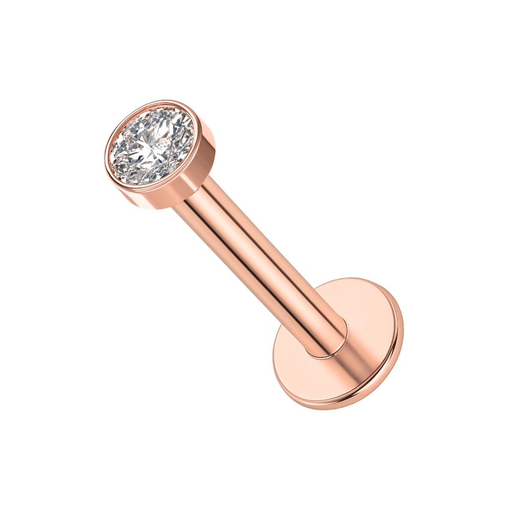 G23 Titanium Jewelled (Rose Gold) PVD Threadless Push-Fit Flatback Stud