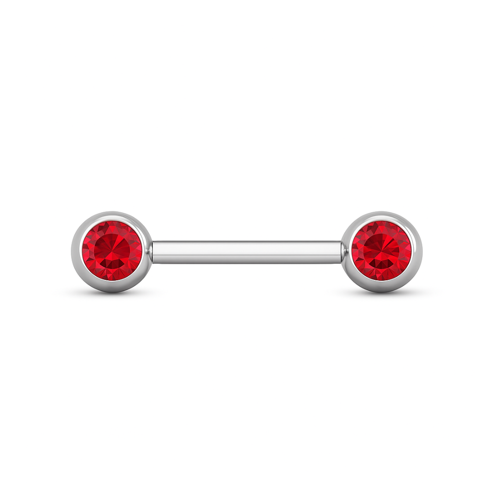 316L Surgical Steel Nipple Bar with Cubic Zirconia Jewelled Ball