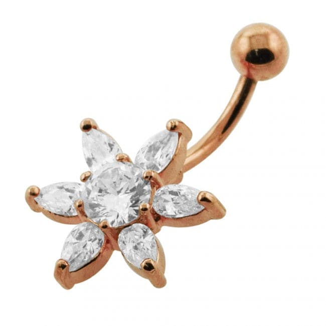 925 Sterling Silver Jewelled Star Non-Moving Belly Ring - Monster Piercing