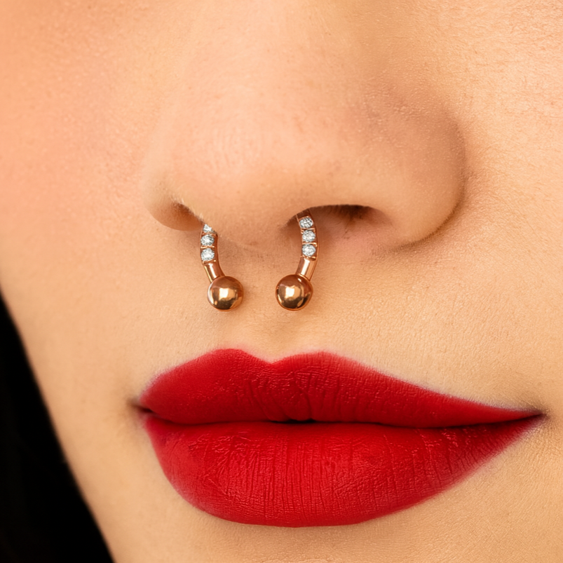 G23 Titanium Multi CZ Jewelled Circular Barbell with Ball - Monster Piercing