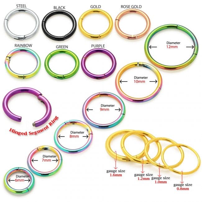 316L Surgical Steel 18G Hinged Segment Clicker Ring - Monster Piercing