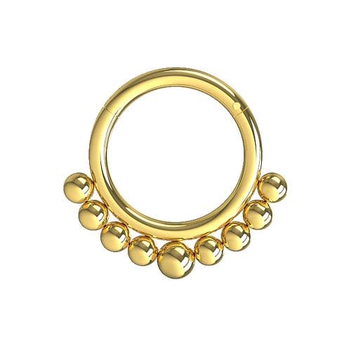 316L Surgical Steel Tribal Paved Balls Hinged Segment Clicker Ring - Monster Piercing