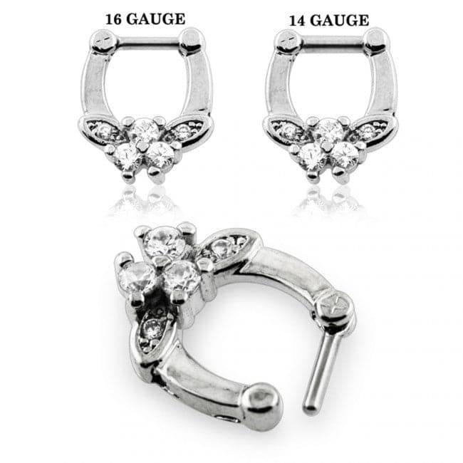 316L Surgical Steel Trinity Butterfly Look Septum Clicker Ring - Monster Piercing