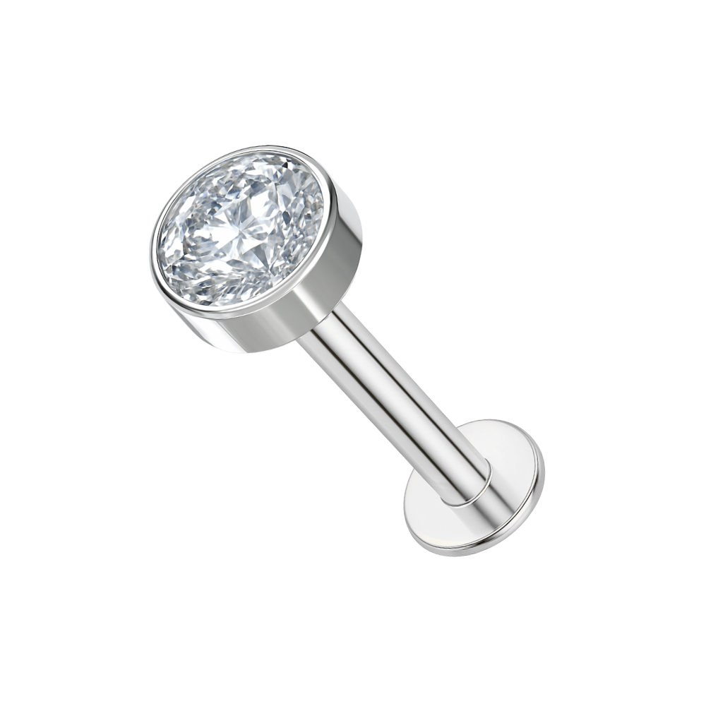 G23 Titanium Round CZ Threadless Labret