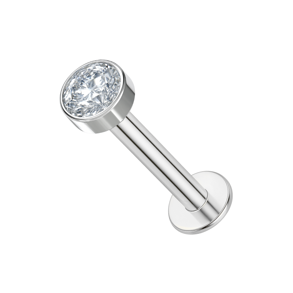 G23 Titanium Round CZ Threadless Labret