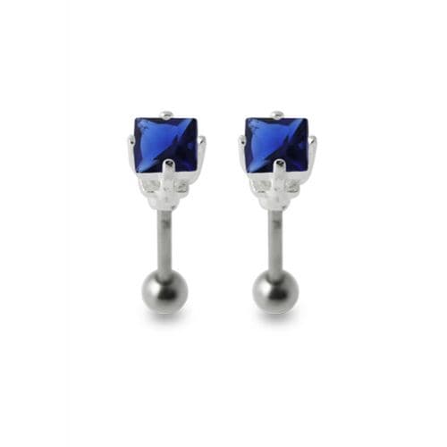 925 Sterling Silver Jewelled Square Ear Stud - Monster Piercing
