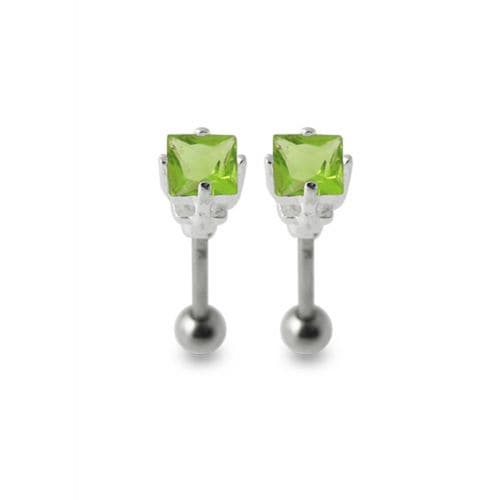 925 Sterling Silver Jewelled Square Ear Stud - Monster Piercing