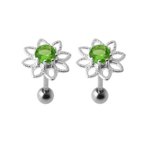 925 Sterling Silver Jewelled Flower Stud - Monster Piercing