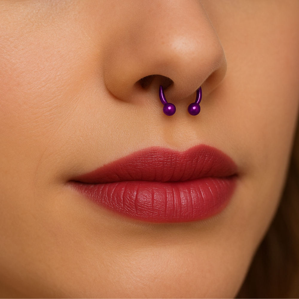316L Surgical Steel Purple Horseshoe CBB with Ball - Monster Piercing