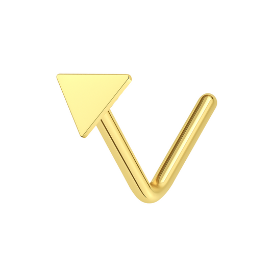 9K Gold L-Shaped Flat Triangle Nose Stud - Monster Piercing