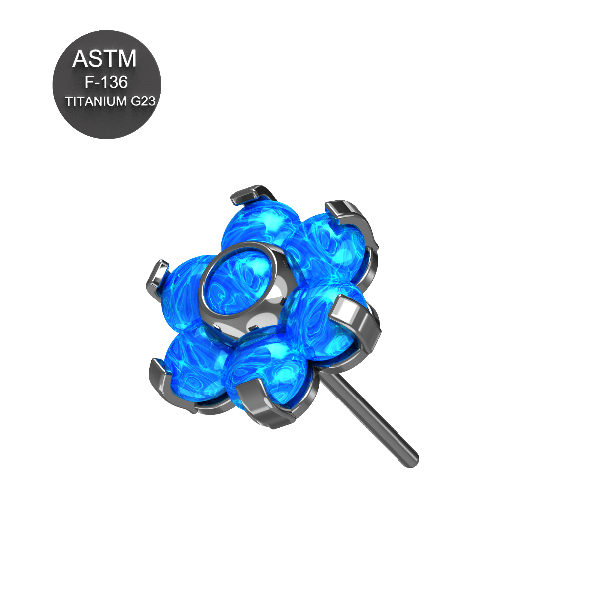 G23 Titanium Opal Jewelled Flower Threadless Push-Fit - Monster Piercing