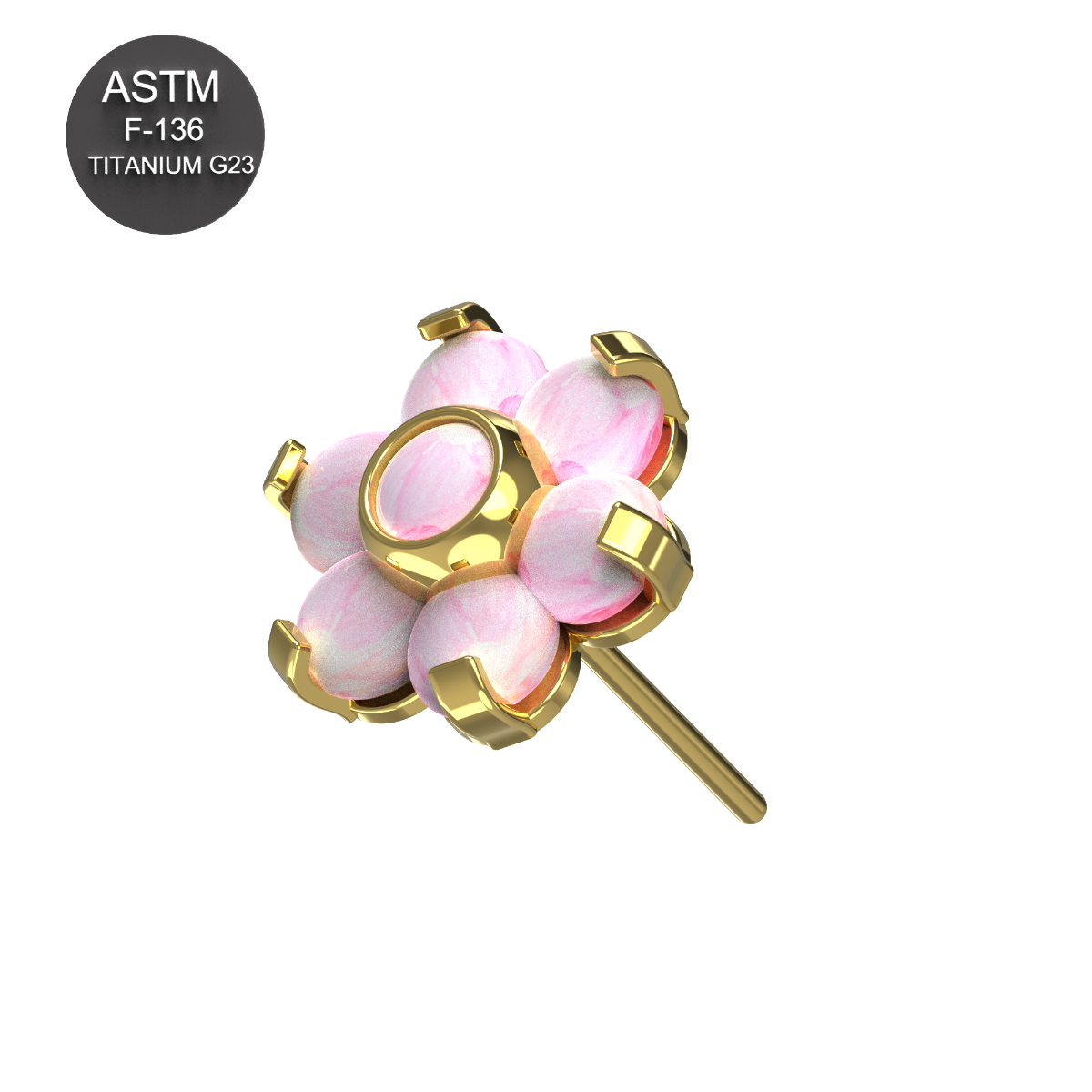 G23 Titanium Opal Jewelled Flower Threadless Push-Fit - Monster Piercing