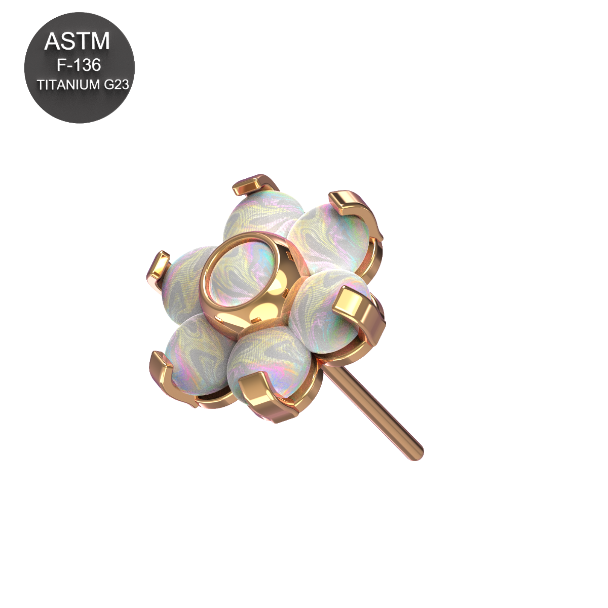 G23 Titanium Opal Jewelled Flower Threadless Push-Fit - Monster Piercing