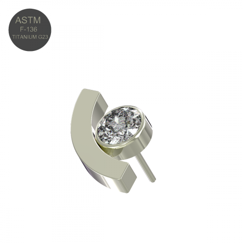 G23 Titanium Round CZ Jewelled Threadless Push-fit Top - Monster Piercing