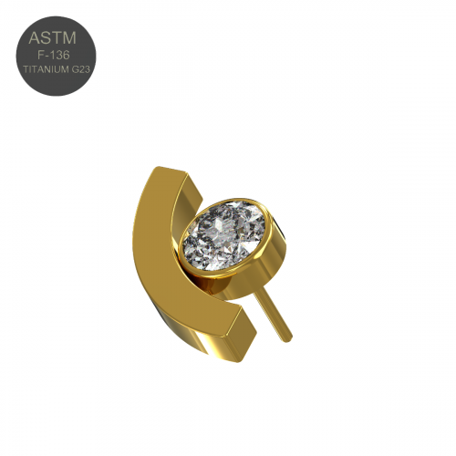 G23 Titanium Round CZ Jewelled Threadless Push-fit Top - Monster Piercing