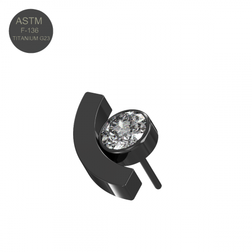 G23 Titanium Round CZ Jewelled Threadless Push-fit Top - Monster Piercing