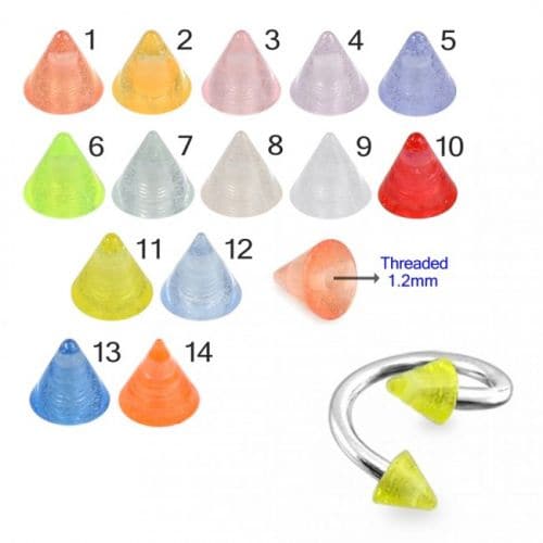 316L Surgical Steel Twisted Barbell With Pastel UV Cones (Pack of 10) - Monster Piercing