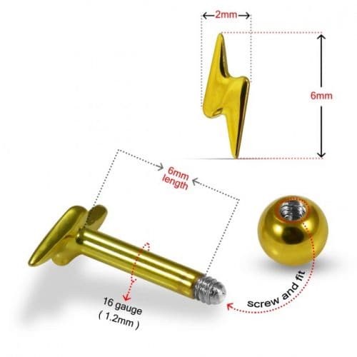 925 Sterling Silver Plain Lighting Cartilage Ear Stud - Monster Piercing