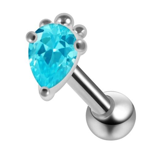 925 Sterling Silver Curved CZ Jewelled Cartilage Ear Stud - Monster Piercing