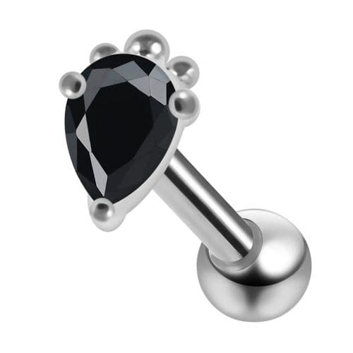 925 Sterling Silver Curved CZ Jewelled Cartilage Ear Stud - Monster Piercing