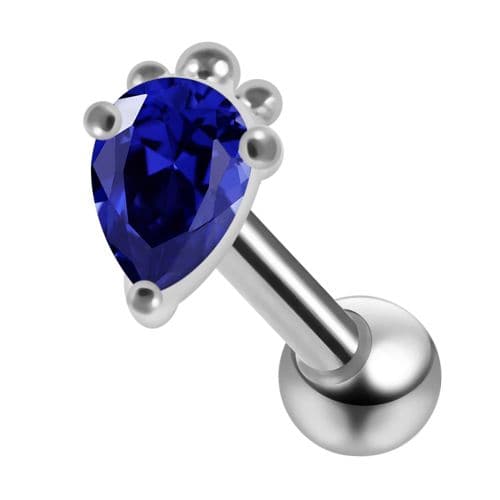 925 Sterling Silver Curved CZ Jewelled Cartilage Ear Stud - Monster Piercing