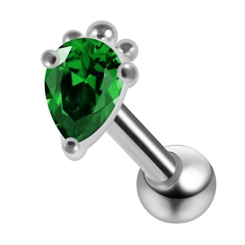 925 Sterling Silver Curved CZ Jewelled Cartilage Ear Stud - Monster Piercing