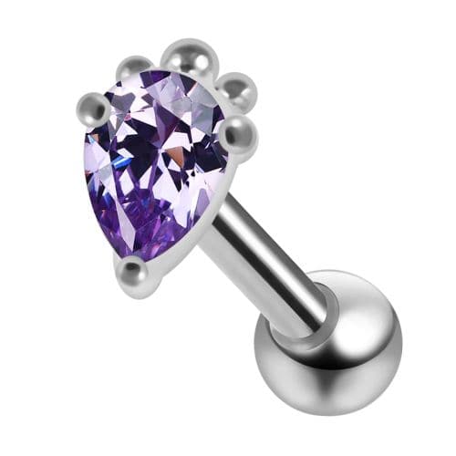 925 Sterling Silver Curved CZ Jewelled Cartilage Ear Stud - Monster Piercing