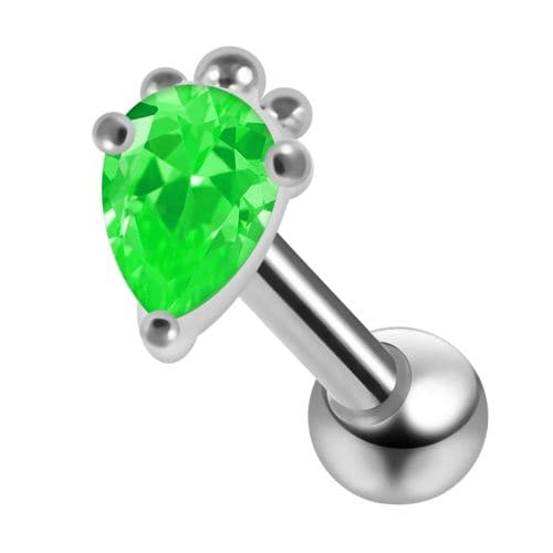 925 Sterling Silver Curved CZ Jewelled Cartilage Ear Stud - Monster Piercing