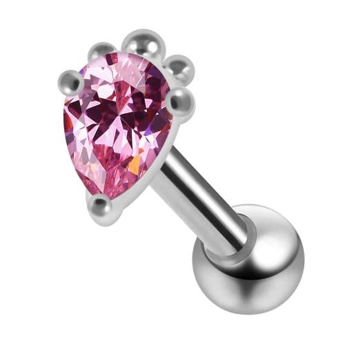 925 Sterling Silver Curved CZ Jewelled Cartilage Ear Stud - Monster Piercing