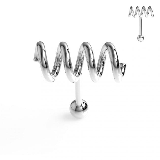 316L Surgical Steel Spring Coil Cartilage Ear Stud - Monster Piercing