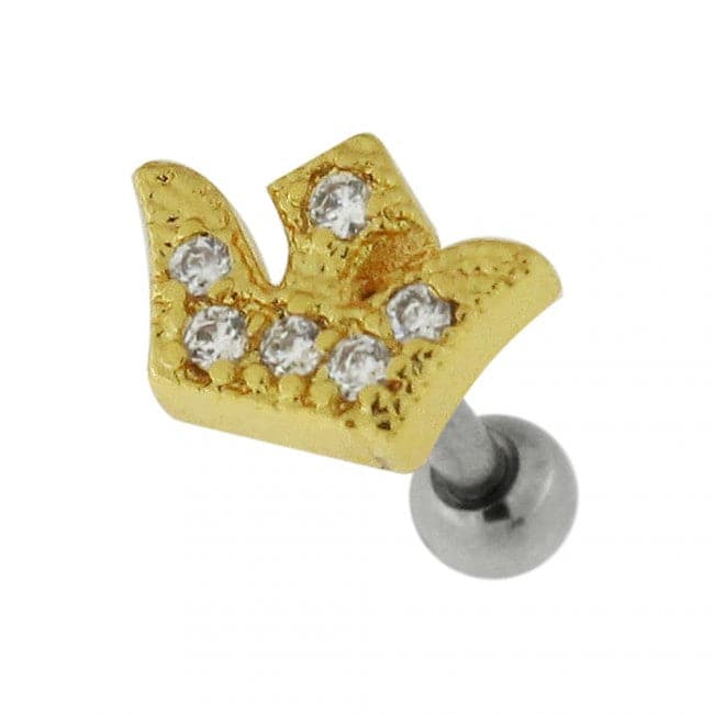 316L Surgical Steel Micro Setting Jewelled Crown Tragus Stud - Monster Piercing